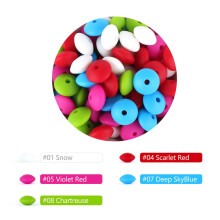 (A) 50 pezzi perline in silicone per bambini 12mm perline di lenticchie per uso alimentare collana con