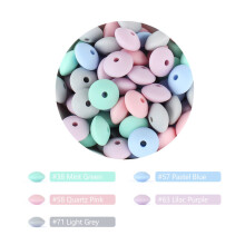(C) 50 pezzi perline in silicone per bambini 12mm perline di lenticchie per uso alimentare collana con