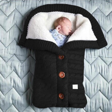 (Nero) Sacchi a pelo caldi invernali per neonati Coperta fasciatoio per neonato Coperta per passeggino