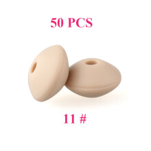 (11) 50 piezas de cuentas de silicona para bebés de 12 mm, cuentas de lentejas de grado alimenticio,