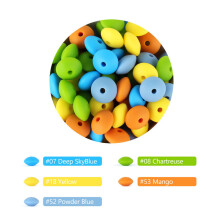 (B) 50 pezzi perline in silicone per bambini 12mm perline di lenticchie per uso alimentare collana con