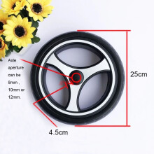 Roues de poussette universelles (25 cm à l'arrière) pour chariot bébé, y compris pneu, roues avant et