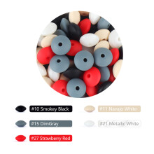 (F) 50 pezzi perline in silicone per bambini 12mm perline di lenticchie per uso alimentare collana con