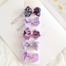 (Viola chiaro) 5 pezzi/lotto copricapo per bambini accessori per capelli per bambini fiocchi per ragazze