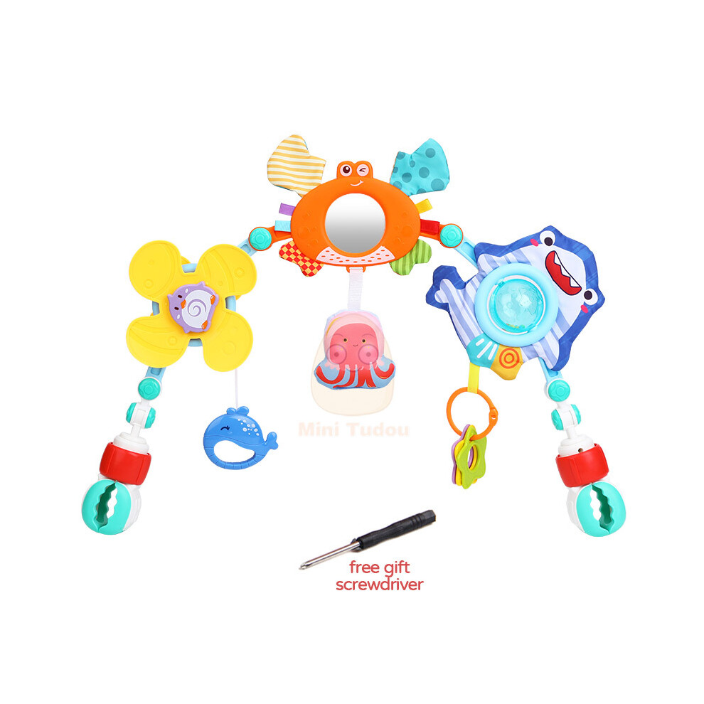 (Océan) Poussette bébé jouet berceau mobile lit cloche arche hochet musical clip réglable suspendu 0