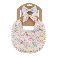 (Silver)Baby Pojkar Flickor Haklappar & pannband BlomtryckS Tofs Middag Saliv Handduk Vintage Dubbel