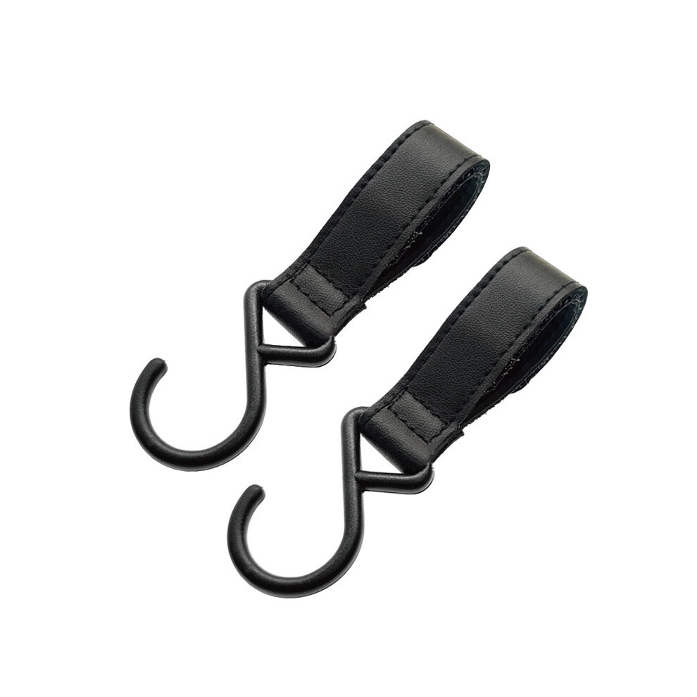 (Noir 2 pièces) Crochet de poussette en cuir PU, accessoires en plastique pour poussette de bébé, crochet