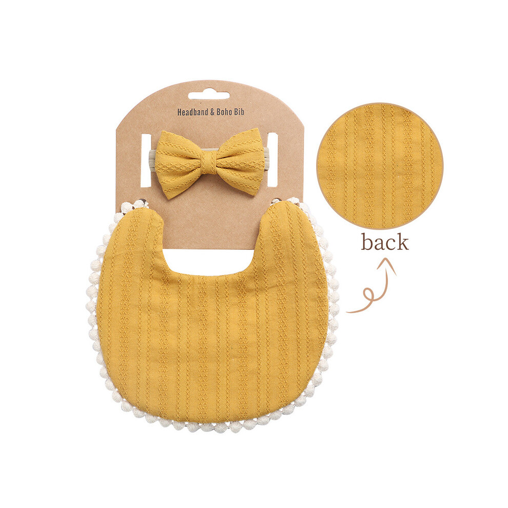 (Vert) Bavoirs et bandeau pour bébé garçon et fille, imprimé floral, serviette de table à pompon, serviette