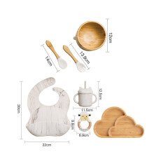 (7st marmor set-04) Mattallrik mattallrik i trä Bambu Baby porslin silikon sugplatta