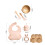 (7st Rosa set-06) Mattallrik i trä Bambu Babyservis Silikon sugplatta 1
