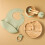 (7st Rosa set-06) Mattallrik i trä Bambu Babyservis Silikon sugplatta 2