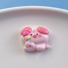(StyleE) Cartoon Character Diy Jewelry Supplies Pink Pig Resin Whimsical For Accessories