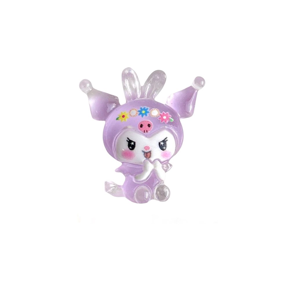(Kuromi) Sanrio résine Noctilucent Figuer jouet bricolage coque de téléphone ornement accessoire cheveux