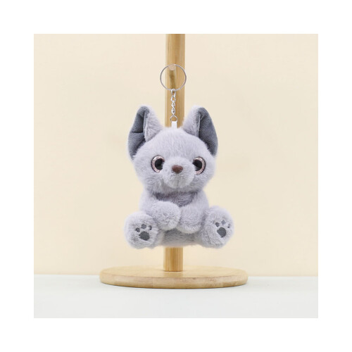LLavero con Enganche Metálico y Tela de Peluche en Forma de Pompón