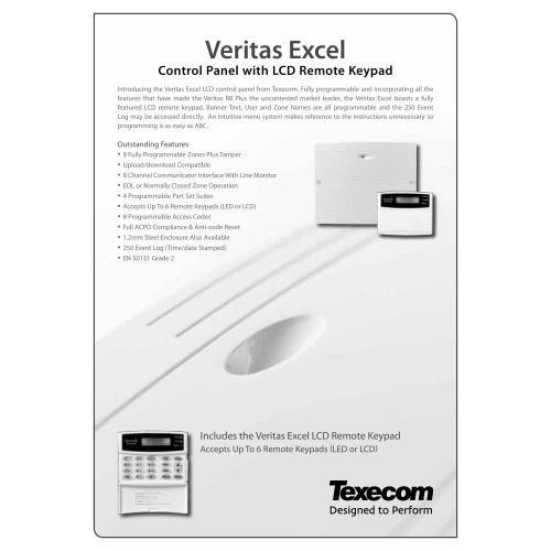 TEXECOM VERITAS EXCEL WITH LCD REMOTE KEYPAD - GRADE 2 2