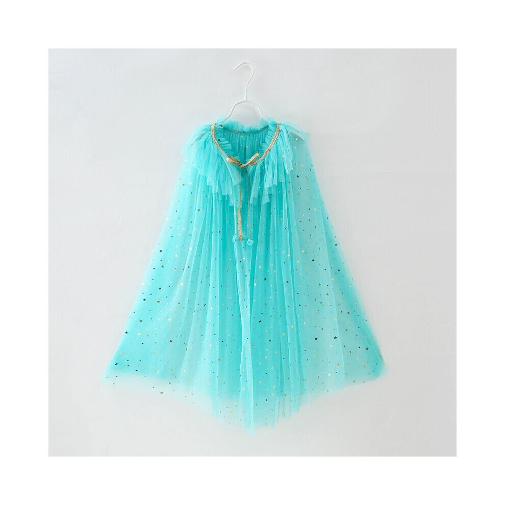 (Bleu clair, S) Cape Fille Enfants Robe de Fée Costume de Princesse Cape Tulle Châle Noël