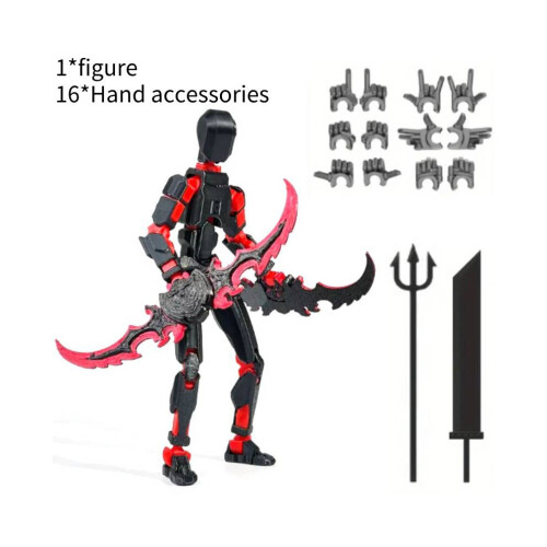 (Κόκκινο) Action 3d Printed Figurine Diy Toy Figurine Movable Joint Poseable Pla Material