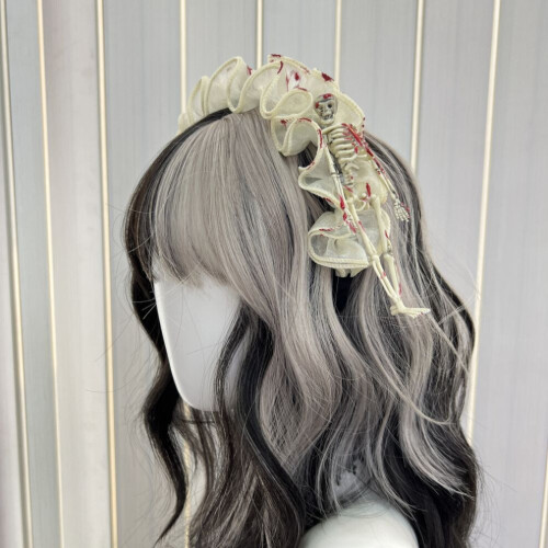 (Λευκό) Skeleton Headband Lace Party Cosplay Halloween Decorate Collocation Κεφαλή πόρπη