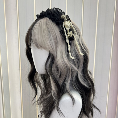 (Μαύρο) Skeleton Headband Lace Party Cosplay Halloween Decorate Collocation Κεφαλή πόρπη