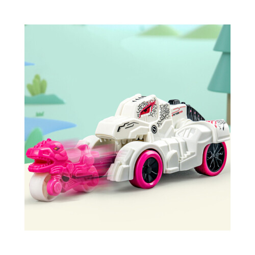 (Pink) Dinosaur Tank Sliding Ejection Car Simulation Modeling Interactive Educational Toy
