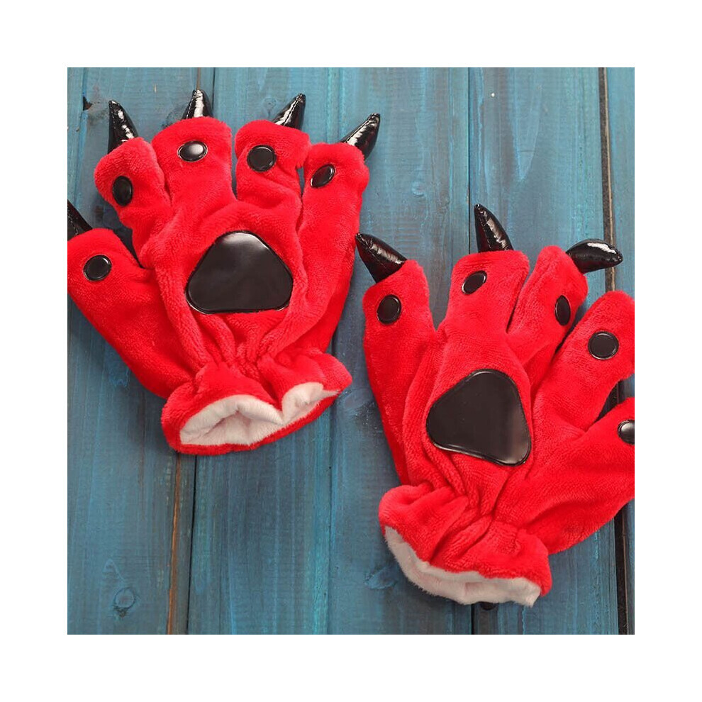 (Gants rouges, taille unique) enfants adultes Cosplay Costume pantoufles griffe patte chaussures dessin