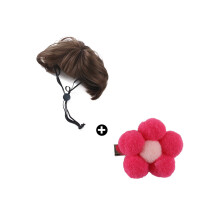 (Brown Dog Pink Flower) Συλλογή εορταστική περούκα για κατοικίδ