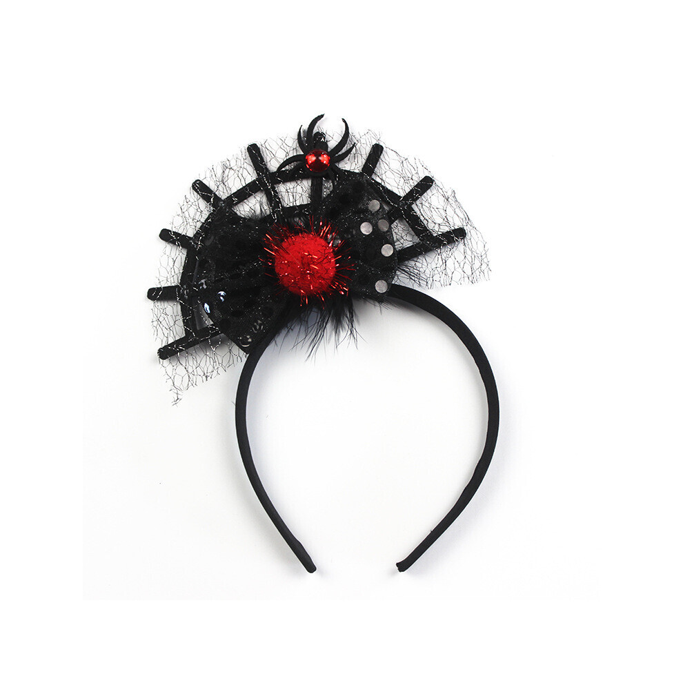 (Noir rouge) bandeau de tête d'horreur en toile d'araignée décoration d'halloween accessoires de cheveux