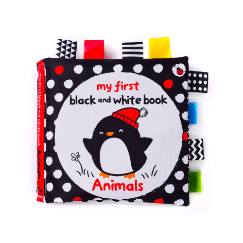 (Ζώο) Baby Black and White Cloth Book for Cognitive Recognition Interest Cultivation