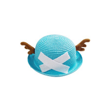 (Blu, M) Cappello di paglia da cosplay di Chopper di One Piece, carino e traspirante, per uomo e donna, da spiaggia