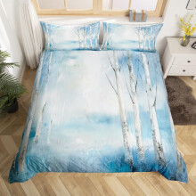 (Blue White, King(No Comforter)) Homewish Watercolor Lavender Duvet Cover Double for Kids Teens Adults,Garden Flower Bedding Set,Elegant Chic Flower Quilt Cover,Wildlife Bed Set with