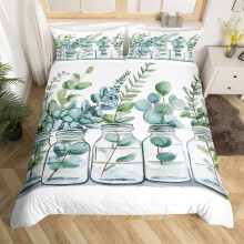 (Green White, King(No Comforter)) Homewish Watercolor Lavender Duvet Cover Double for Kids Teens Adults,Garden Flower Bedding Set,Elegant Chic Flower Quilt Cover,Wildlife Bed Set with