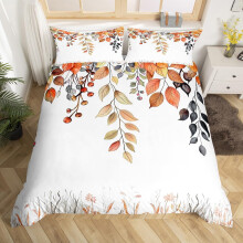 (Orange White, King(No Comforter)) Homewish Watercolor Lavender Duvet Cover Double for Kids Teens Adults,Garden Flower Bedding Set,Elegant Chic Flower Quilt Cover,Wildlife Bed Set with