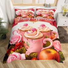 (Brown White, Super King(No Comforter)) Homewish Watercolor Lavender Duvet Cover Double for Kids Teens Adults,Garden Flower Bedding Set,Elegant Chic Flower Quilt Cover,Wildlife Bed Set with