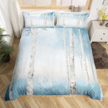 (White Blue, Single(No Comforter)) Homewish Watercolor Lavender Duvet Cover Double for Kids Teens Adults,Garden Flower Bedding Set,Elegant Chic Flower Quilt Cover,Wildlife Bed Set with