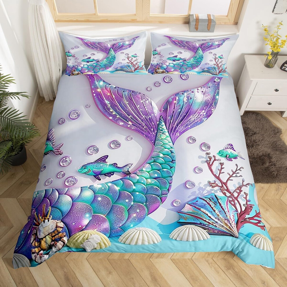 (Blue Purple Grey, Double(No Comforter)) Homewish Bull Cattle Double Duvet Cover,Yellow Sunflower Flowers Bedding Sets for Boys Girls,Rustic Farmhouse