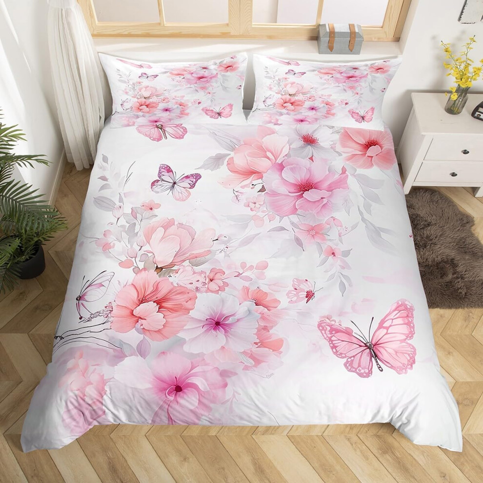 (Green White, Double(No Comforter)) Homewish Bull Cattle Double Duvet Cover,Yellow Sunflower Flowers Bedding Sets for Boys Girls,Rustic Farmhouse Styl
