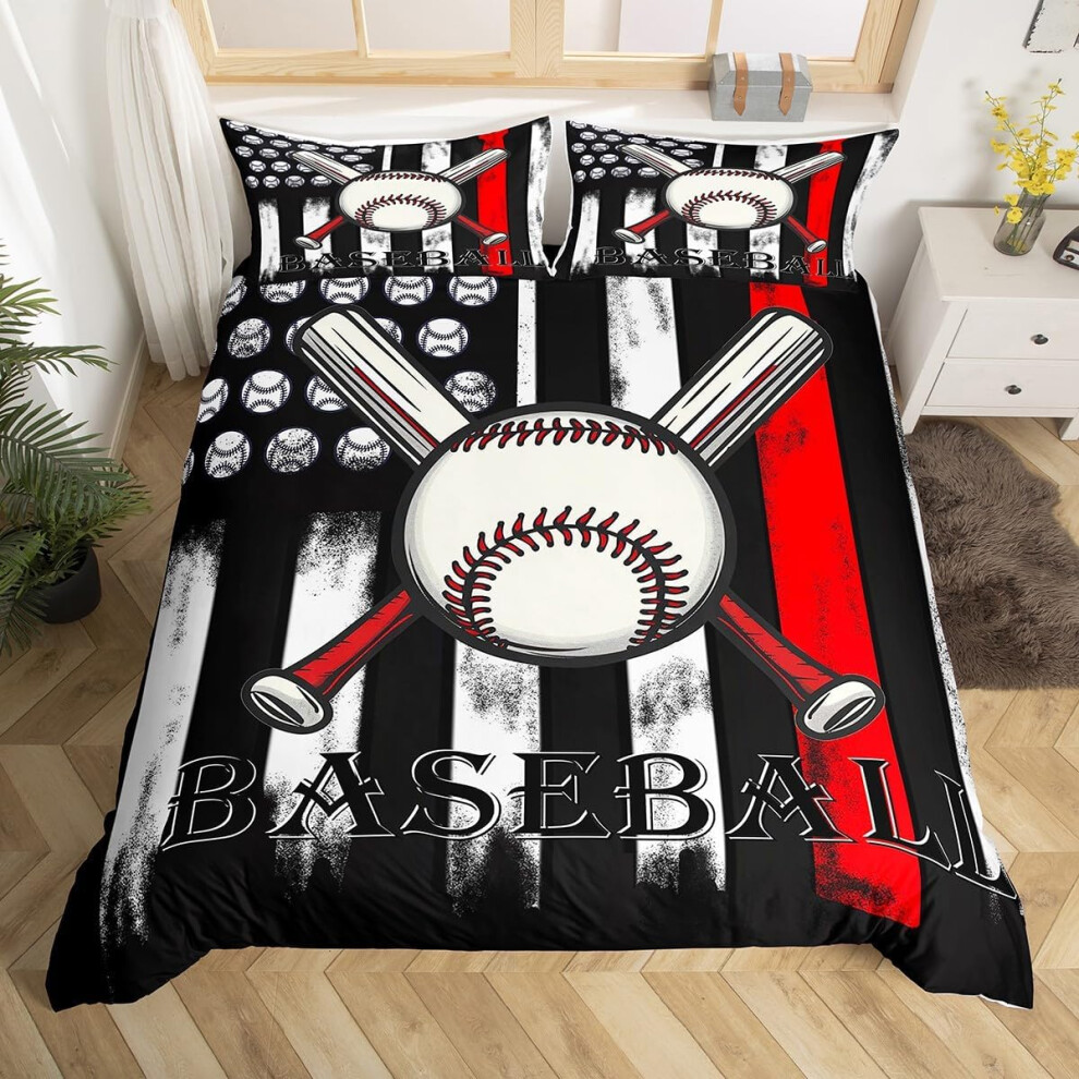 (Red Black, Double(No Comforter)) Homewish Bull Cattle Double Duvet Cover,Yellow Sunflower Flowers Bedding Sets for Boys Girls,Rustic Farmhouse Style