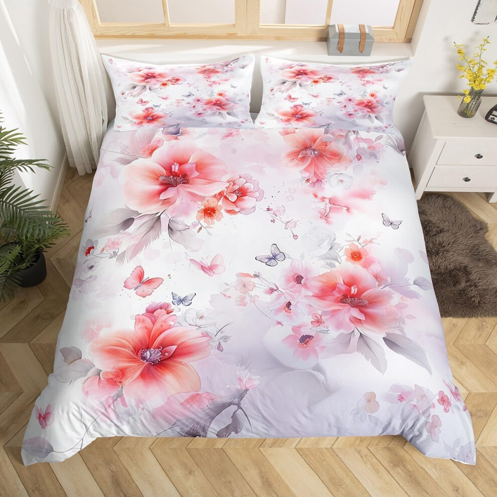 (Red Pink Green, King(No Comforter)) Homewish Bull Cattle Double Duvet Cover,Yellow Sunflower Flowers Bedding Sets for Boys Girls,Rustic Farmhouse Sty
