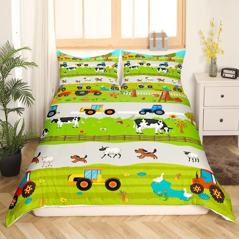 (Multi 03, Single(No Comforter)) Homewish Truck Comforter Cover Crane Dump Truck Duvet Cover, Cartoon Cars Kawaii Bedding Set Double, Watercolor Hand