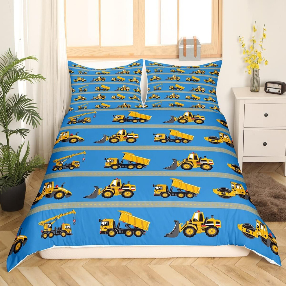 (Multi 09, Single(No Comforter)) Homewish Truck Comforter Cover Crane Dump Truck Duvet Cover, Cartoon Cars Kawaii Bedding Set Double, Watercolor Hand