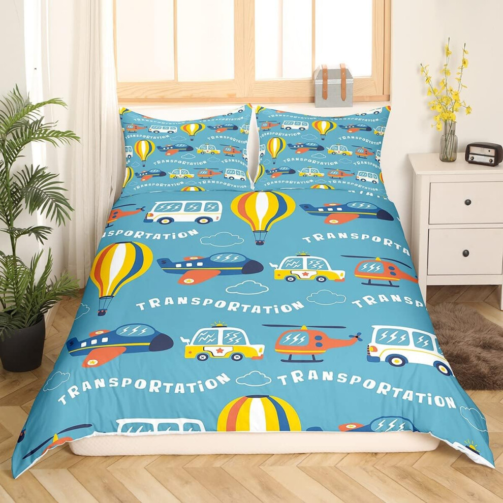 (Multi 19, Single(No Comforter)) Homewish Truck Comforter Cover Crane Dump Truck Duvet Cover, Cartoon Cars Kawaii Bedding Set Double, Watercolor Hand