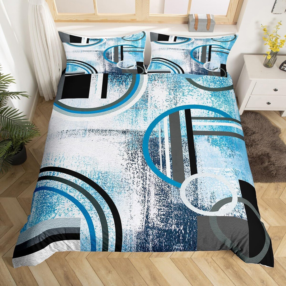 (Multi 13, King(No Comforter)) Homewish Oil Painting Duvet Cover Double,Geometric Comforter Cover,Ombre Watercolor Bedding,Navy Blue Black Grey Bedding Set,Modern Abstract Tie Dye