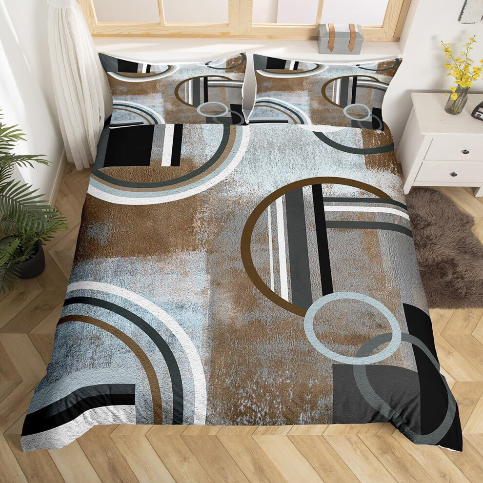 (Multi 03, Single(No Comforter)) Homewish Oil Painting Duvet Cover Double,Geometric Comforter Cover,Ombre Watercolor Bedding,Navy Blue Black Grey Bedding Set,Modern Abstract Tie Dye