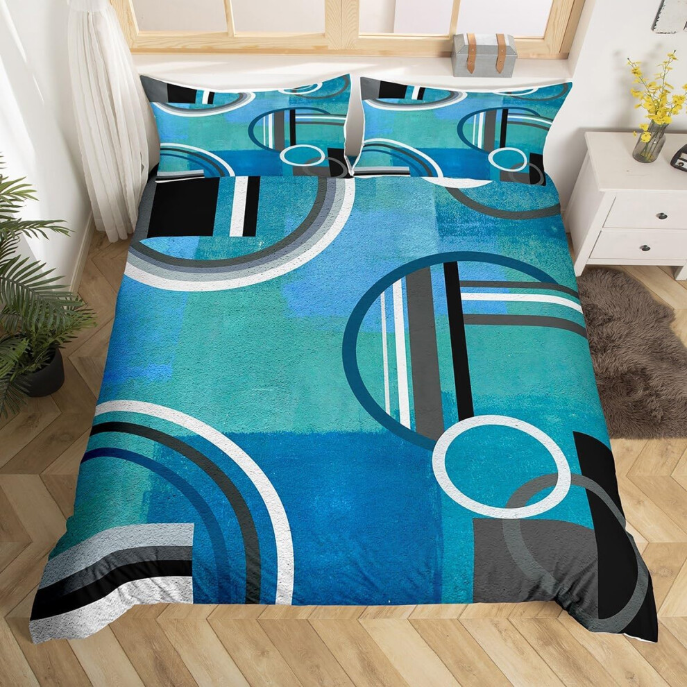 (Multi 05, Super King(No Comforter)) Homewish Oil Painting Duvet Cover Double,Geometric Comforter Cover,Ombre Watercolor Bedding,Navy Blue Black Grey Bedding Set,Modern Abstract Tie Dye