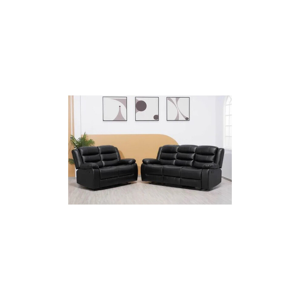 Roma S Recliner sofa 3 Seater and 2 Seater sofa set in Black colour