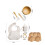 (7st Marble set-06) Mattallrik i trä Bambu Babyservis Silikon sugplatta 1