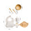 (7st Marble set-07) Mattallrik i trä Bambu Babyservis Silikon sugplatta 1