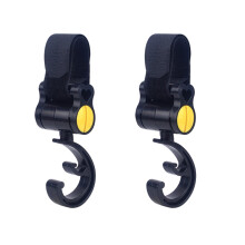 (Giallo 2 pezzi-D) Accessori per passeggino multiplo per bambini Gancio per passeggino Organizer Ganci