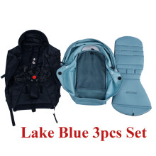 (3pcs lake blue)175 Sunshade &Seat Cushion for Yoyo/Yoyo2/Yoya 2Pcs/Set Hood &Mattress with Stroge Bag Breathable Mesh Stroller Accessories