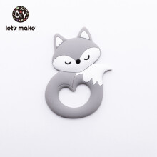 (Gray)Baby Teether Food Grade Silicone Teethers Cartoon Animals Duck DIY Nursing Teething Pacifier Clip Baby Toy Teething Accessories